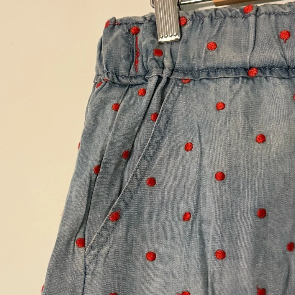 💙 Matilda Jane Cameron Chambray Dobby Shorts with red polka dots and red tassels - Picture 3 of 9